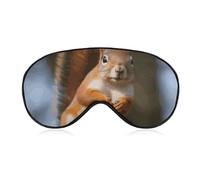 Schlafmaske mit Eichhörnchen, lustige Tier-Schlafmaske für Damen und Herren, Seitenschläfer-Augenabdeckung mit verstellbarem Riemen, weich, atmungsaktiv, Verdunkelung, rutschfest, tiefer Schlaf