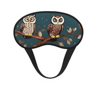 Schlafmaske mit Eulen auf Baumzweigen, für Seitenschläfer, niedliche Verdunkelung, Augenmaske für Zuhause oder Reisen