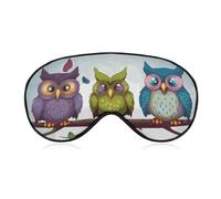 Schlafmaske mit Eulen, Vögeln, Augenmaske, Augenmasken für Schlaf, Schlafmasken für Damen und Herren, Reiseaugenmaske, verstellbare Schlafmaske, Schlafmaske, Verdunkelung, niedliche Schlafmaske