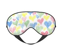 Schlafmaske mit farbigen Herzen, Augenmasken zum Schlafen, doppelseitig, Schlafmasken für Damen und Herren, Verdunkelung, Augenabdeckungen zum Schlafen, Reisen