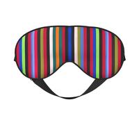 Schlafmaske mit farbigen Streifen, vertikal, weich, verstellbarer Riemen, lichtblockierend, wendbar, bequem, Nachtmaske