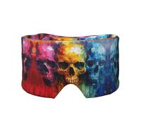 Schlafmaske mit farbigen Totenköpfen für Männer und Frauen, weiche Augenabdeckung, schalldicht, Ohrenschützer, Stirnband für Reisen, Nickerchen