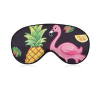 Schlafmaske mit Flamingo-Ananas-Bananen-Motiv, mit verstellbarem Riemen, bequeme und weiche Augenmaske zum Schlafen, Lichtblockierung, leichte und atmungsaktive Augenabdeckung für Männer und Frauen