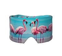 Schlafmaske mit Flamingo-Stranddruck, licht-weich, bequem, mit verstellbarem Kopfband