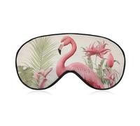 Schlafmaske mit Flamingo und Blättern für Damen und Herren, Seitenschläfer-Augenabdeckung mit verstellbarem Riemen, weich, atmungsaktiv, Verdunkelungsmaske, rutschfest, tiefer Schlaf, Reisezubehör