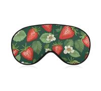 Schlafmaske mit frischen Erdbeeren und Blättern für Damen und Herren, Seitenschläfer-Augenabdeckung mit verstellbarem Riemen, weich, atmungsaktiv, Verdunkelungsmaske, rutschfest, tiefer Schlaf