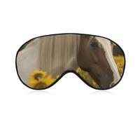 Schlafmaske mit Gänseblümchen und Pferden, weich, bequem, Augenmaske mit verstellbarem Riemen, Augenschutz, Augenschutz für Männer und Frauen, Arbeit, Reisen