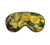 Schlafmaske mit gelben Schmetterlingen und Gänseblümchen, Augenmasken für Schlafmasken für Damen und Herren, Reiseaugenmaske, verstellbare Schlafmaske, Schlafmaske, Verdunkelung, niedliche Schlafmaske