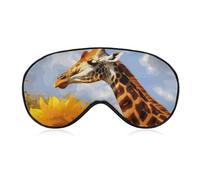 Schlafmaske mit Giraffen- und Sonnenblumen-Motiv für Damen und Herren, Seitenschläfer-Augenabdeckung mit verstellbarem Riemen, weich, atmungsaktiv, Verdunkelungsmaske, rutschfest, tiefer Schlaf