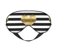 Schlafmaske mit goldfarbenen Herzstreifen, Augenmaske zum Schlafen, voll verstellbarer Riemen, Augenabdeckungen für Damen/Herren