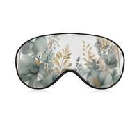 Schlafmaske mit goldfarbenen und grünen Blättern für Damen und Herren, Seitenschläfer-Augenabdeckung mit verstellbarem Riemen, weich, atmungsaktiv, Verdunkelungsmaske, rutschfest, tiefes Schlafen