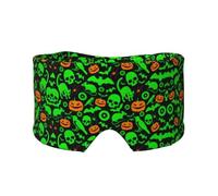 Schlafmaske mit grünem Geist, Horror, Halloween, Kürbisdruck, weich, hautfreundlich, Augenabdeckungen, lichtblockierende Schlafmaske für Reisen, Yoga, Nickerchen