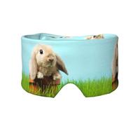 Schlafmaske mit Hasen-Motiv auf grünem Gras, weich, hautfreundlich, Augenabdeckungen, lichtblockierende Schlafmaske für Reisen, Yoga, Nickerchen