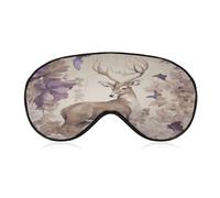 Schlafmaske mit Hirschvögeln mit Blumen, Augenmasken für Schlaf, Schlafmasken für Damen und Herren, Reiseaugenmaske, verstellbare Schlafmaske, Schlafmaske, Verdunkelung, niedliche Schlafmaske