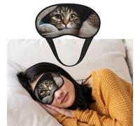 Schlafmaske mit Katzenmotiv, Schlafmaske aus weichem Satin mit elastischem Band, für Reisen, Nickerchen, Blickdicht, für Frauen und Männer