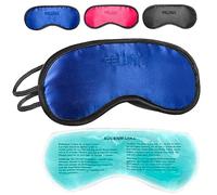 Schlafmaske mit Kühlkissen Schlaf Augenmaske Nachtmaske Schlafbrille mit verstellbarem Gummiband und Seiden-Touch Kühlpad hilft bei Migräne, Kopfschmerzen & Allergien (Blau)