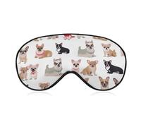 Schlafmaske mit niedlichem Chihuahua-Mopsmuster, weich, bequem, Augenmaske mit verstellbarem Riemen, Augenabdeckung, Augenschatten für Männer und Frauen, Arbeit, Reisen