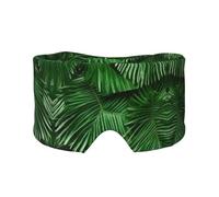 Schlafmaske mit niedlichem grünen Palmenblättern, licht-weich, Komfort-Augenbinde mit verstellbarem Kopfband