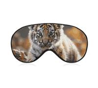Schlafmaske mit niedlichem Tiger, für Damen und Herren, Seitenschläfer-Augenabdeckung mit verstellbarem Riemen, weich, atmungsaktiv, Verdunkelung, rutschfest, tiefer Schlaf, Reisezubehör