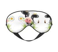 Schlafmaske mit niedlicher Kuh-Motiv, glatt, weich, verstellbar, Schattierung, Augenbinde, Augenmaske für Ausruhen, Reisen