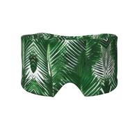 Schlafmaske mit Palmblatt-Druck, licht-weich, bequem, mit verstellbarem Kopfband, Grün