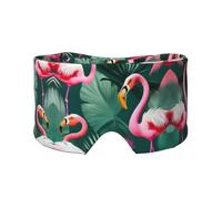 Schlafmaske mit Palmblatt- und Flamingo-Paar-Druck, licht-weich, Komfort-Augenbinde, mit verstellbarem Kopfband