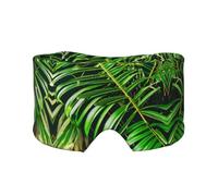 Schlafmaske mit Palmengrünen Blättern, blockiert Licht, weich, bequem, Augenbinde mit verstellbarem Kopfband