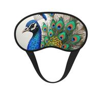 Schlafmaske mit Pfauenmotiv, Vintage-Stil, elegant, bunt, weich, bequem, Augenmaske mit verstellbarem Riemen, Verdunkelung, Augenschutz, für Damen, Mädchen, Herren, Reisen, Yoga, Nickerchen
