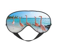 Schlafmaske mit pinkem Flamingo am Strand, verstellbar, glatt, weich, Augenmaske, Schattierung, Augenbinde, Augenmaske für Ausruhen, Reisen