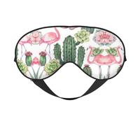 Schlafmaske mit rosa Flamingo-Sukkulenten, verstellbar, glatt, weich, Augenmaske, Schattierung, Augenbinde, Augenmaske für Ausruhen, Reisen