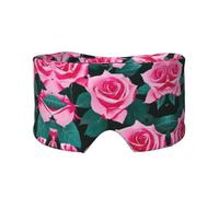 Schlafmaske mit rosa Rosen und Bilderdruck, lichtundurchlässig, weich, bequem, mit verstellbarem Kopfband