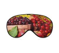 Schlafmaske mit roten Blättern und Früchten für Damen und Herren, Seitenschläfer-Augenabdeckung mit verstellbarem Riemen, weich, atmungsaktiv, Verdunkelungsmaske, rutschfest, tiefes Schlafen