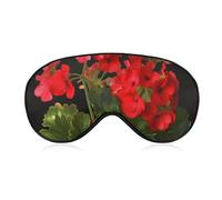Schlafmaske mit roten Geranien, weich, bequem, Augenmaske mit verstellbarem Riemen, Augenabdeckung, Augenschatten für Männer und Frauen, Arbeit, Reisen
