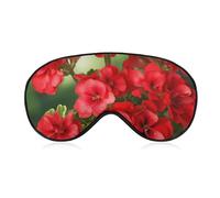 Schlafmaske mit roten Geranien, weich, bequem, Augenmaske mit verstellbarem Riemen, Augenabdeckung, Augenschatten für Männer und Frauen, Arbeit, Reisen
