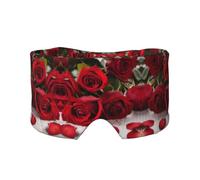 Schlafmaske mit roten Rosen und Blumendruck, weiche Augenabdeckung, schalldicht, Ohrenschützer, Stirnband für Reisen, Nickerchen