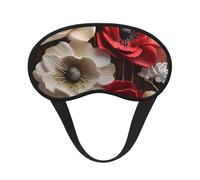 Schlafmaske mit roten und weißen Blumen, weich, atmungsaktiv, Augenmaske, Verdunkelung, Seide, Augenschlaf mit elastischem Band, Nacht-Augenbinde für Damen und Herren, Reise-Nickerchen