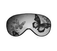 Schlafmaske mit Schmetterlingen, Schlafmaske, Schlafmasken für Damen und Herren, Schlafmaske, Reise-Augenmaske, Schlafmaske, Verdunkelung, lustige Schlafmaske, niedliche Schlafmaske, Schwarz / Grau