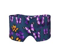 Schlafmaske mit schönem violettem Schmetterlings-Druck, licht-weich, bequem, Augenbinde mit verstellbarem Kopfband