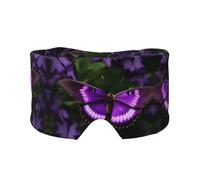 Schlafmaske mit schönem violettem Schmetterlings-Druck, licht-weich, bequem, Augenbinde mit verstellbarem Kopfband