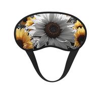 Schlafmaske mit Sonnenblumen, für Damen und Herren, weich und bequem, Schlafmaske, Verdunkelung, Augenabdeckung für Reisen, Yoga, Nickerchen, Schichtarbeit, Schwarz und Weiß