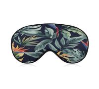 Schlafmaske mit tropischem Blättermuster, weich und bequem, Nachtschlafmaske, Gesichtshemmung, gepolsterte Augenabdeckung mit verstellbarem Band für tiefe Erholung, Reisen, Schichtarbeit