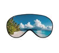 Schlafmaske mit tropischem Meer, Schlafmaske, Schlafmasken für Damen, Herren, Schlafmaske, Reiseaugenmaske, Schlafmaske, Verdunkelung, lustige Schlafmaske, niedliche Schlafmaske, Weiß