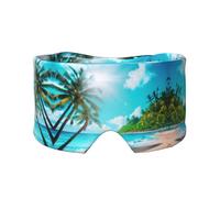 Schlafmaske mit tropischem Ozean-Strand-Motiv, blockiert Licht, weich, bequem, Augenbinde mit verstellbarem Kopfband