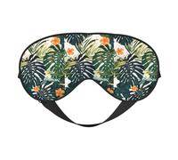 Schlafmaske mit tropischem Sommer, Hawaii-Blume, Palmblätter, weich, verstellbarer Riemen, lichtblockierend, wendbar, bequem, Nachtmaske