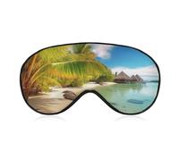 Schlafmaske mit tropischem Strandlandschaft, für Damen und Herren, Seitenschläfer-Augenabdeckung mit verstellbarem Riemen, weich, atmungsaktiv, Verdunkelung, rutschfest, tiefer Schlaf, Reisezubehör