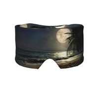 Schlafmaske mit tropischem Strandpalme mit Vollmond-Sternennacht, weiche, hautfreundliche Augenabdeckungen, lichtblockierende Schlafmaske für Reisen, Yoga, Nickerchen