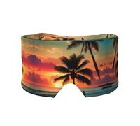 Schlafmaske mit tropischem Strandpalmen-Druck, weiche Augenabdeckung, schalldicht, Ohrenschützer, Stirnband für Reisen, Nickerchen