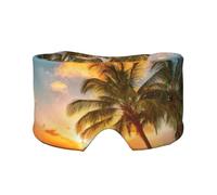 Schlafmaske mit tropischem Strandpalmen-Sonnenuntergang für Männer und Frauen, weiche Augenabdeckung, schalldicht, Schlaf-Ohrenschützer, Stirnband für Reisen, Nickerchen