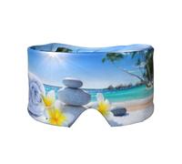 Schlafmaske mit tropischen Blumen und Zen-Steindruck, weich, hautfreundlich, Augenabdeckungen, lichtblockierende Schlafmaske für Reisen, Yoga, Nickerchen