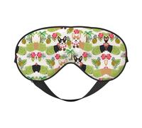 Schlafmaske mit tropischen Corgi-Blumen und Corgi, weich und verstellbar, für Ruhe und Reisen